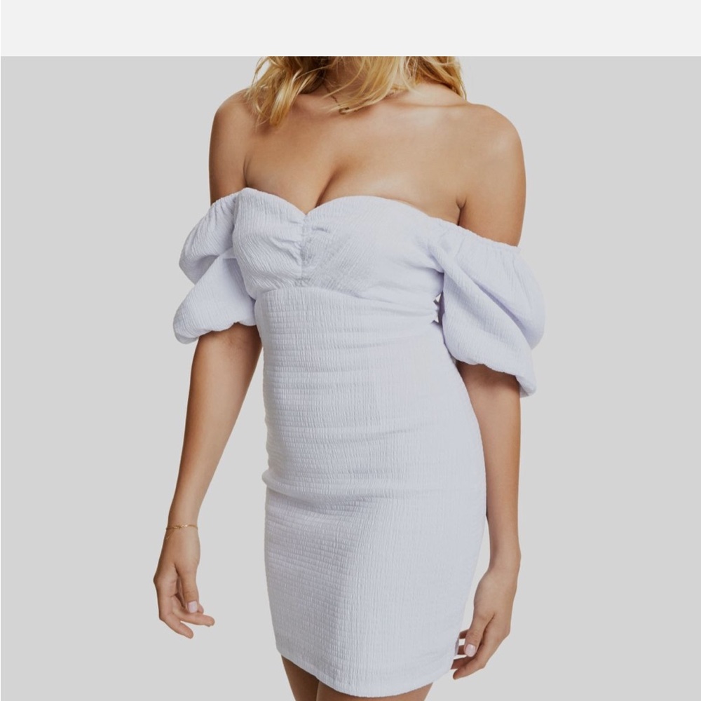 Guess Off-Shoulder White Mini Dress